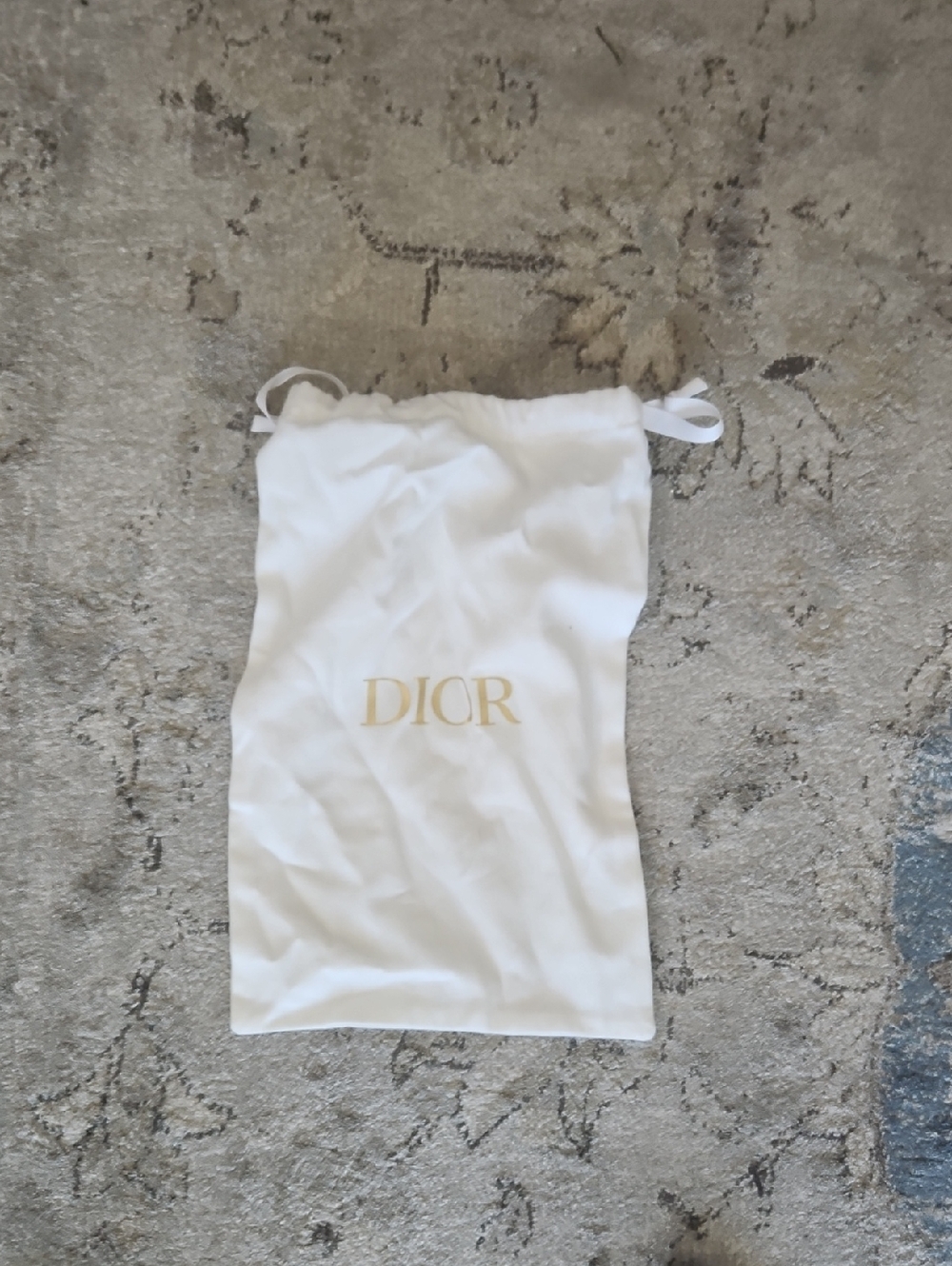 Dior White Drawstring Dust Bag with Gold Logo